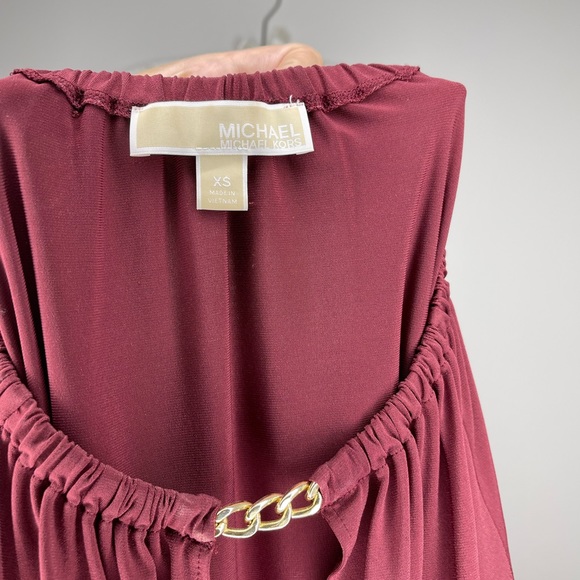 Michael Kors Maroon Chain Detail Blouse XS - Picture 4 of 4